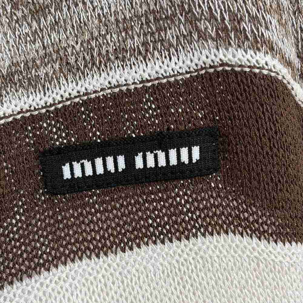 ✨Miu Miu Brown Cream Stripe V-neck Lightweight Knit Cardigan - Picture 4 of 6